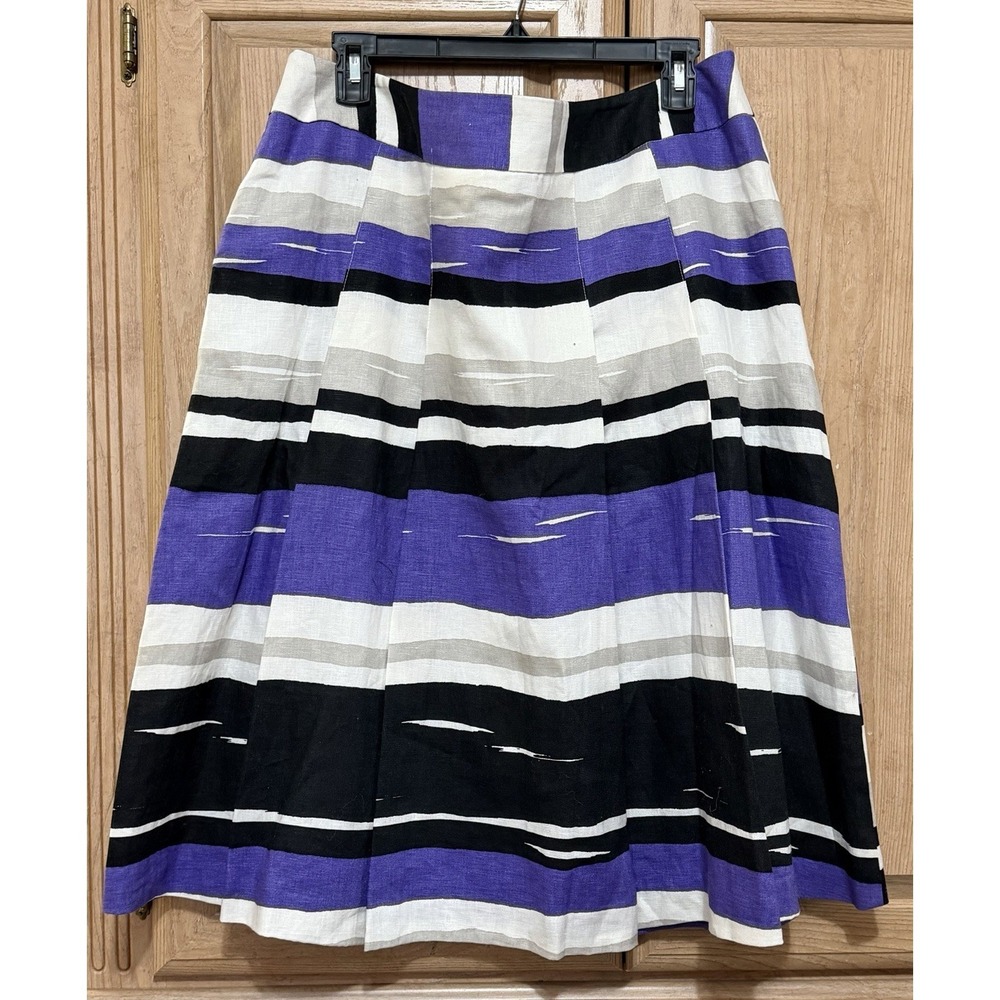Style & Co. 100% Linen Pleated A-Line Skirt Women's Size 16 Purple Lined Pockets
